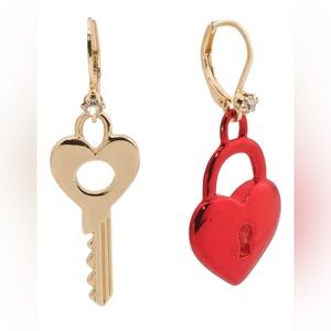 Betsey Johnson Lock & Key Mismatched Earrings